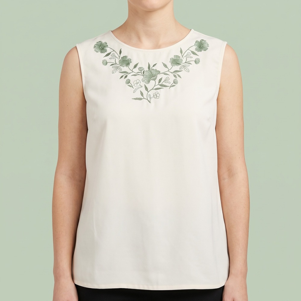 BonWorth Sleeveless Top Womens L Floral Embroidered White